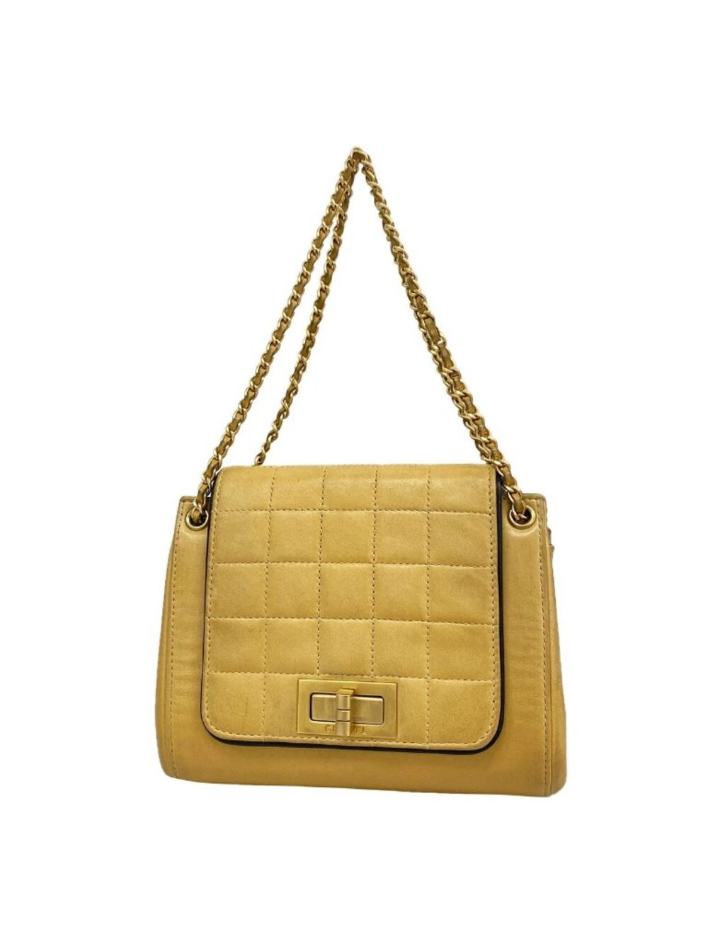 Chanel Handbag 2.55 Quilted Lambskin Beige Gold